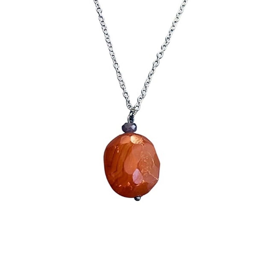 Genuine hand faceted Carnelian Amethyst Necklace! - Picture 3 of 5